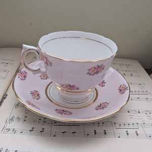 Colclough Floral Pink Teacup and Saucer Set